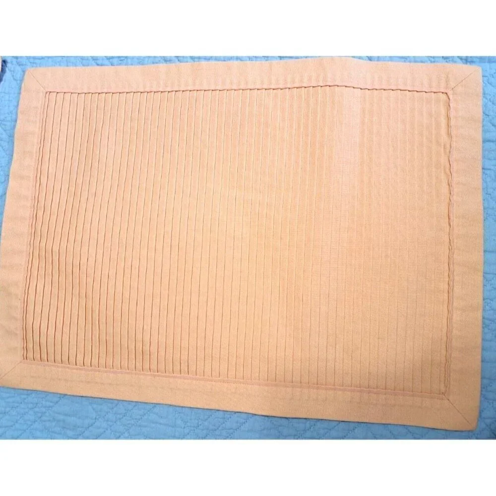 Unbranded Set of Four Light Orange Pleated Placemats Reversible FLAW!